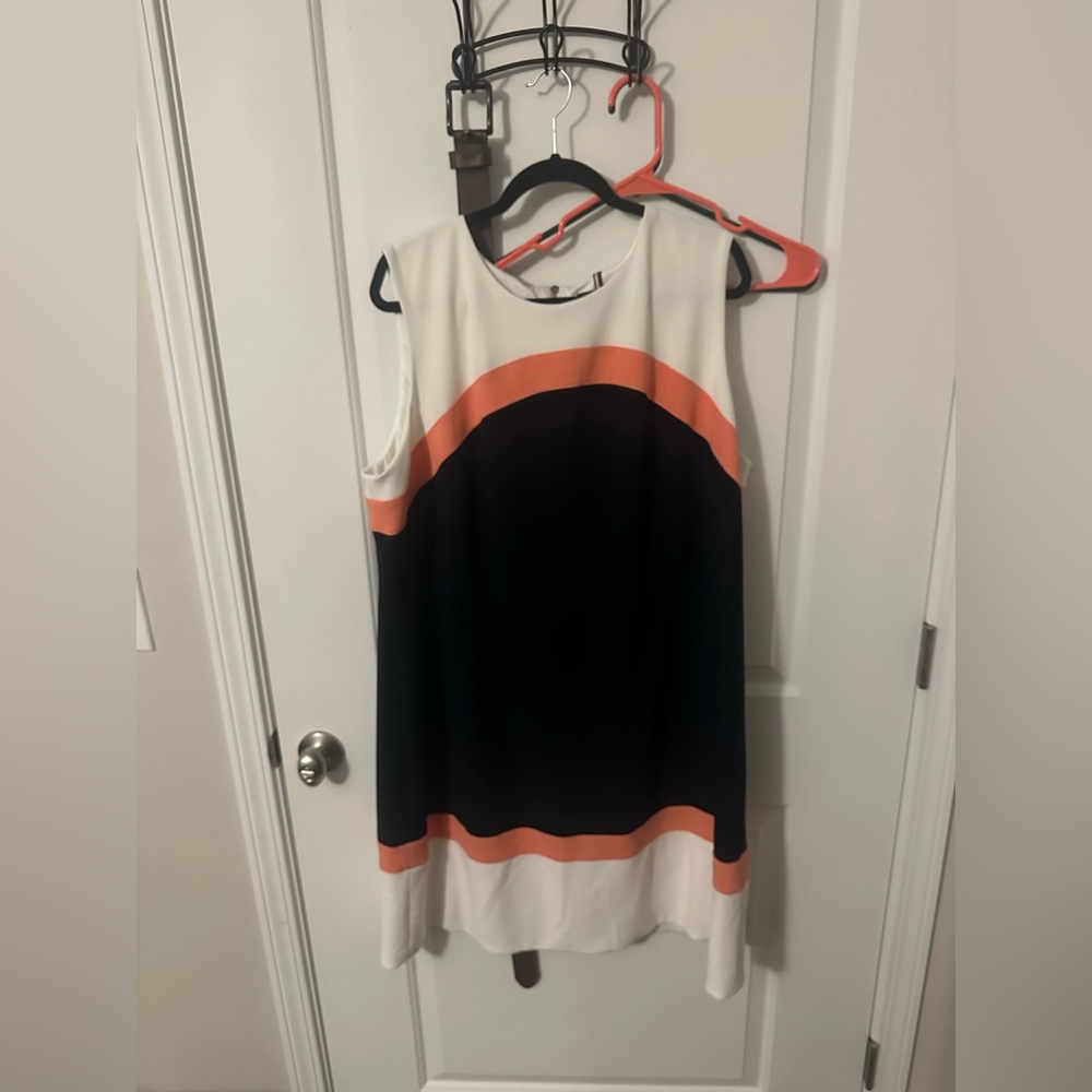 Tommy Hilfiger Asymmetrical Dress - Navy, White, and Coral